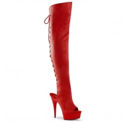 Pleaser DELIGHT-3019 Red Faux Leather/Red Matte Boot