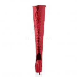 Pleaser DELIGHT-3019 Red Faux Leather/Red Matte Boot