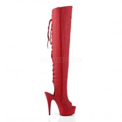 Pleaser DELIGHT-3019 Red Faux Leather/Red Matte Boot