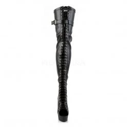 Pleaser DELIGHT-3025 Black Stretch Faux Leather Thigh Boot Boots