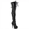 Pleaser DELIGHT-3028 Black Stretch Faux Leather Boot Boots
