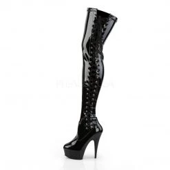 Pleaser DELIGHT-3050 Black Stretch Patent Thigh Boot 10 Pleaser DELIGHT-3050 Black Stretch Patent Thigh Boot