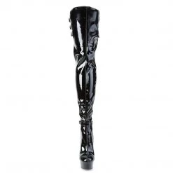 Pleaser DELIGHT-3055 Black Stretch Patent Thigh Boot