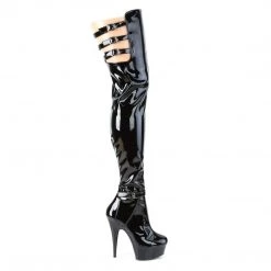 Pleaser DELIGHT-3055 Black Stretch Patent Thigh Boot 12 Pleaser DELIGHT-3055 Black Stretch Patent Thigh Boot