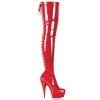 Pleaser DELIGHT-3063 Red Stretch Patent/Red Thigh Boot Boots