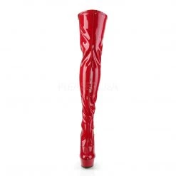 Pleaser DELIGHT-3063 Red Stretch Patent/Red Thigh Boot Boots