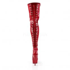 Pleaser DELIGHT-3063 Red Stretch Patent/Red Thigh Boot Boots
