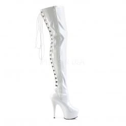 Pleaser DELIGHT-3063 White Stretch Patent/White Thigh Boot Boots 14 Pleaser DELIGHT-3063 White Stretch Patent/White Thigh Boot Boots