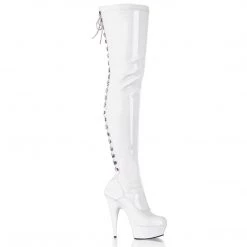 Pleaser DELIGHT-3063 White Stretch Patent/White Thigh Boot Boots 15 Pleaser DELIGHT-3063 White Stretch Patent/White Thigh Boot Boots