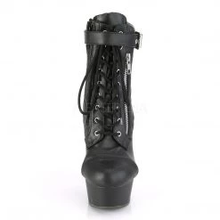 Pleaser Boots DELIGHT-600-05 Black Faux Leather Ankle Boot
