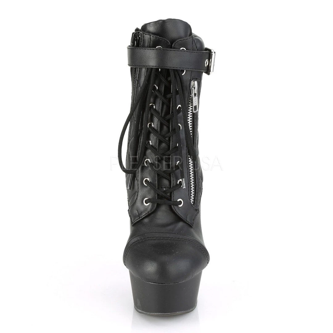 Pleaser Boots DELIGHT-600-05 Black Faux Leather Ankle Boot 4 Pleaser Boots DELIGHT-600-05 Black Faux Leather Ankle Boot