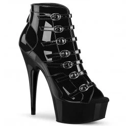 Pleaser DELIGHT-600-11 Black Patent/Black Ankle Boot