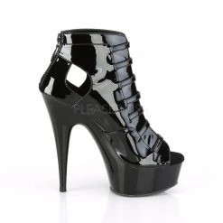 Pleaser DELIGHT-600-11 Black Patent/Black Ankle Boot