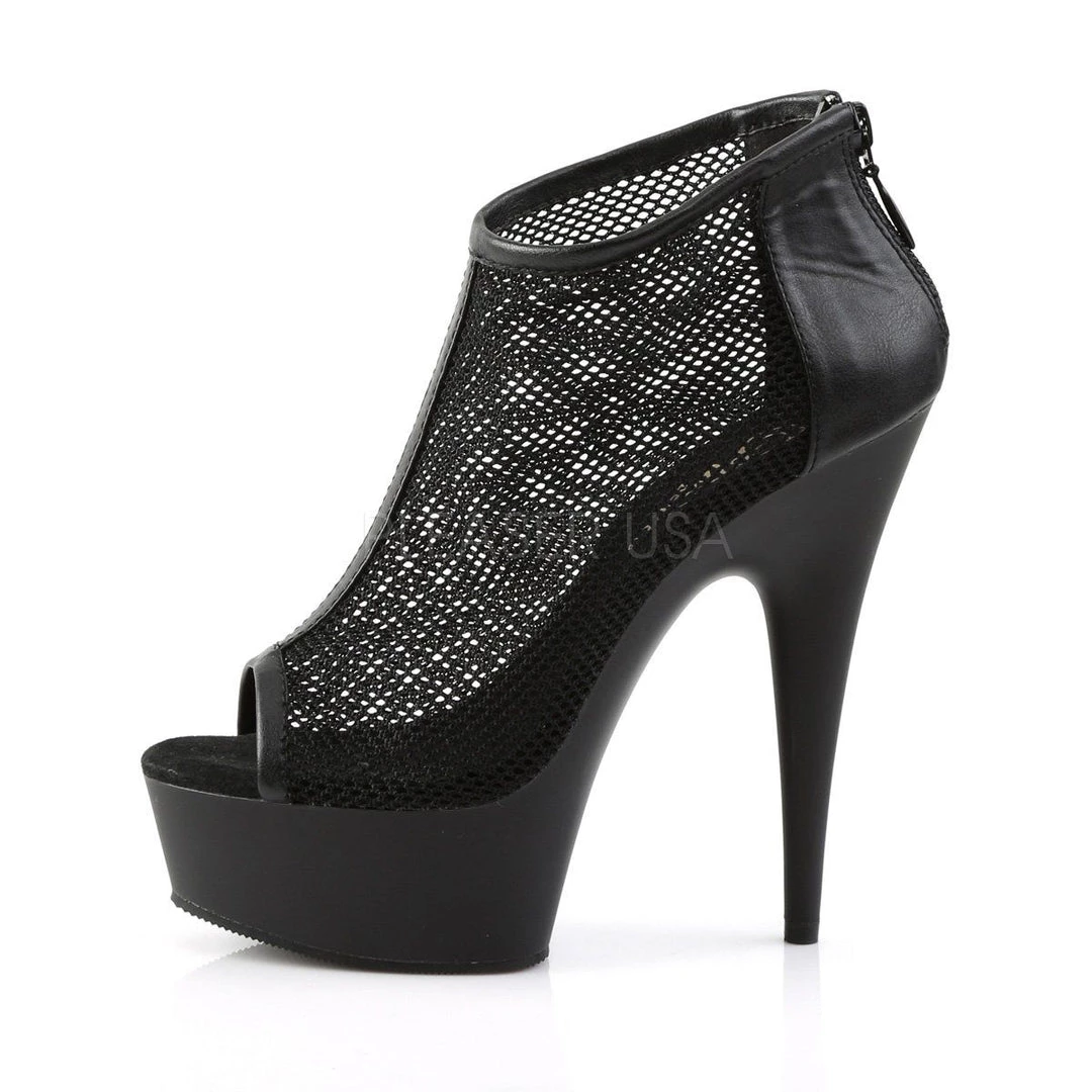 Pleaser DELIGHT-600-12 Black Faux Leather-Fishnet Boot 5 Pleaser DELIGHT-600-12 Black Faux Leather-Fishnet Boot