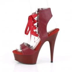 Pleaser Shoes DELIGHT-600-14 Burgundy Faux Leather/Burgundy Matte Platform Sandal