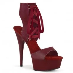 Pleaser Shoes DELIGHT-600-14 Burgundy Faux Leather/Burgundy Matte Platform Sandal