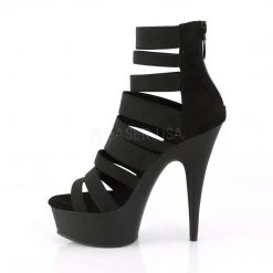 Pleaser DELIGHT-600-17 Black Elastic Band Platform Sandal Shoes