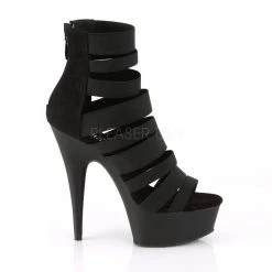 Pleaser DELIGHT-600-17 Black Elastic Band Platform Sandal Shoes