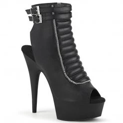 Pleaser DELIGHT-600-18 Black Faux Leather Ankle Boot