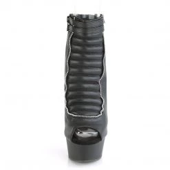 Pleaser DELIGHT-600-18 Black Faux Leather Ankle Boot