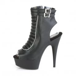 Pleaser DELIGHT-600-18 Black Faux Leather Ankle Boot