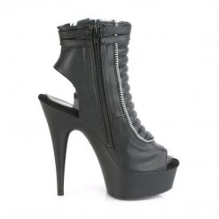 Pleaser DELIGHT-600-18 Black Faux Leather Ankle Boot