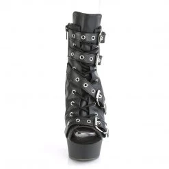 Pleaser DELIGHT-600-19 Black Faux Leather Ankle Boot Boots