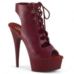Pleaser DELIGHT-600-20 Burgundy Faux Leather/Burgundy Matte Ankle Boot Boots