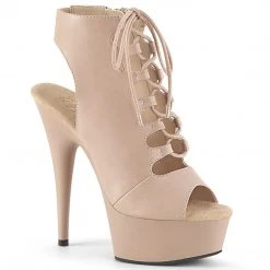 Pleaser DELIGHT-600-20 Nude Faux Leather/Nude Matte Ankle Boot