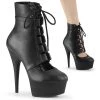 Pleaser Boots DELIGHT-600-21 Black Faux Leather Ankle Boot