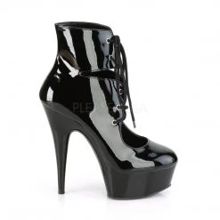 Pleaser Boots DELIGHT-600-22 Black Patent/Black Ankle Boot 12 Pleaser Boots DELIGHT-600-22 Black Patent/Black Ankle Boot