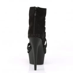 Pleaser DELIGHT-600-24 Black Elastic Band-Faux Suede Platform Sandal Boots