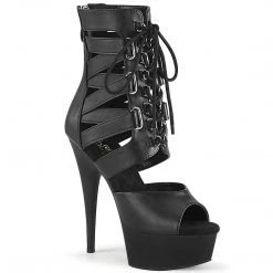 Pleaser DELIGHT-600-31 Black Faux Leather Platform Sandal