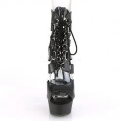 Pleaser DELIGHT-600-31 Black Faux Leather Platform Sandal