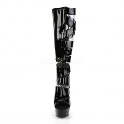 Pleaser DELIGHT-600-49 Black Stretch Patent Boot