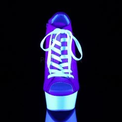 Pleaser Shoes DELIGHT-600SK-01 Pink Canvas/Neon White Sneaker Heels