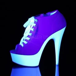 Pleaser Shoes DELIGHT-600SK-01 Pink Canvas/Neon White Sneaker Heels