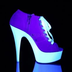 Pleaser Shoes DELIGHT-600SK-01 Pink Canvas/Neon White Sneaker Heels