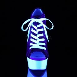 Pleaser DELIGHT-600SK-01 Red Canvas/Neon White Sneaker Heels