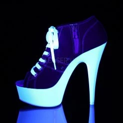 Pleaser DELIGHT-600SK-01 Red Canvas/Neon White Sneaker Heels