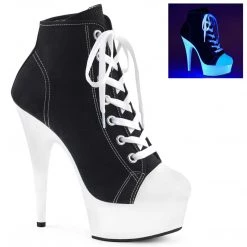 Pleaser Coming Soon (Pre-Order) DELIGHT-600SK-02 Black Canvas/Neon White Sneaker Heels