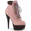 Pleaser DELIGHT-600TL-02 Baby Pink Nubuck Faux Leather/DarkBrown Matte Boot