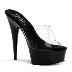 Pleaser DELIGHT-601 Clear/Black Slide Shoes