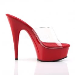 Pleaser Coming Soon (Pre-Order) DELIGHT-601 Clear/Red Slide