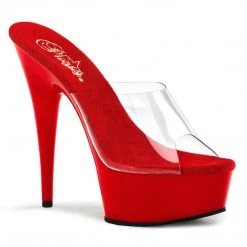 Pleaser Coming Soon (Pre-Order) DELIGHT-601 Clear/Red Slide