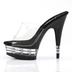 Pleaser DELIGHT-601LN Clear/Black Slide Shoes