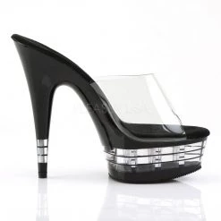 Pleaser DELIGHT-601LN Clear/Black Slide Shoes