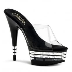 Pleaser DELIGHT-601LN Clear/Black Slide Shoes
