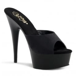 Pleaser Shoes DELIGHT-601PS Black Peau De Soie Slide