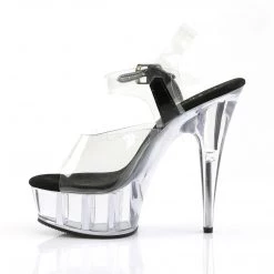Pleaser DELIGHT-608 Clear-Black/Clear Platform Sandal Shoes